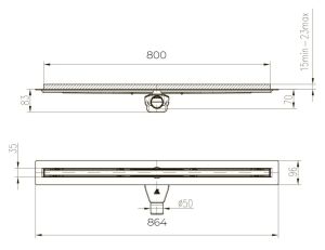 Душевой лоток Paini Slim Line CH800SLC 80см чёрный матовый