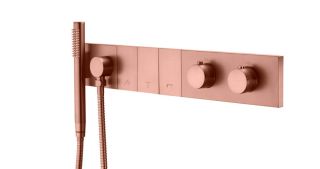 Душевая система Boheme ZODIAC THERMO с ручным душем COPPER BRUSHED термостат брашированная медь