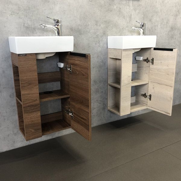 Comforty Тумба-умывальник "Сорренто-90Н" 00-00013520 светло-серый с черной столешницей c раковиной Comforty 9110