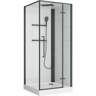 Душевая кабина BelBagno Формат UNO-CAB-A-1-90-C-NERO-Bi-TOP-R 90x90 см профиль чёрный матовый стекло прозрачное