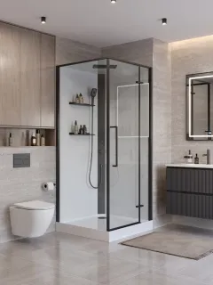 Душевая кабина BelBagno Формат UNO-CAB-A-1-90-C-NERO-Bi-TOP-R 90x90 см профиль чёрный матовый стекло прозрачное