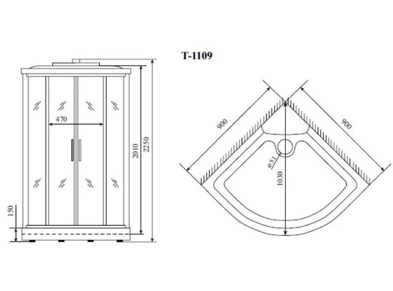Душевая кабина Timo Standart T-5509 Г/М 90x90см Душевая кабина Timo Standart T-5509 Г/М 90x90см