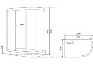 Душевая кабина Timo Standart T-5502R 120x85см