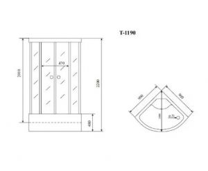 Душевая кабина Timo Standart T-6690BF Black Fabric 90x90см