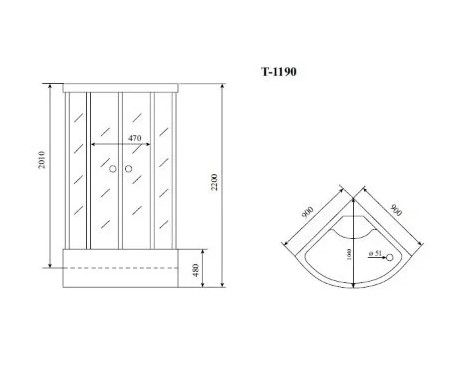 Душевая кабина Timo Standart T-6690BF Black Fabric 90x90см