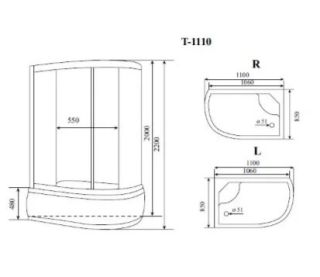 Душевая кабина Timo Standart  T-6610SL Silver Fabric 110x85см Душевая кабина Timo Standart  T-6610SL Silver Fabric 110x85см