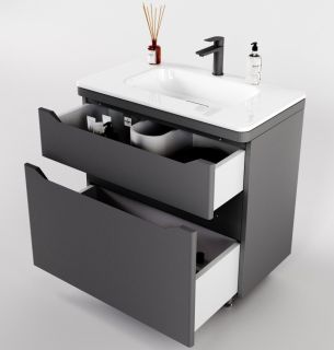 Тумба под раковину Style Line Марелла 80 Люкс Plus СС-00002403 серый матовый Тумба под раковину Style Line Марелла 80 Люкс Plus СС-00002403 серый матовый