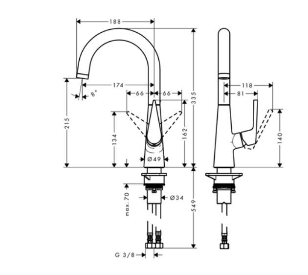 Смеситель Hansgrohe Talis S 220 72814000 для кухни