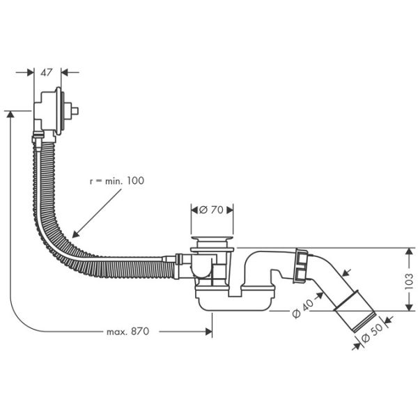Слив-перелив Hansgrohe Flexaplus 58141180 Слив-перелив Hansgrohe Flexaplus 58141180