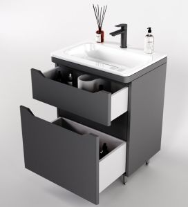 Тумба под раковину Style Line Марелла 60 Люкс Plus СС-00002397 серый матовый