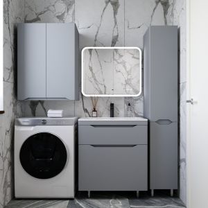 Пенал Style Line Марелла 30 Люкс Plus СС-00002420 с бельевой корзиной серый матовый