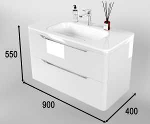 Тумба под раковину Style Line Марелла 90 Люкс Plus СС-00002414 белый глянец