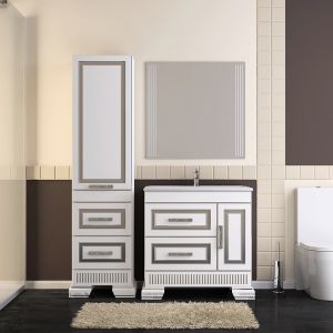 Шкаф-колонна Opadiris Оникс 50 L Z0000005505 Белый глянцевый с серебристой патиной