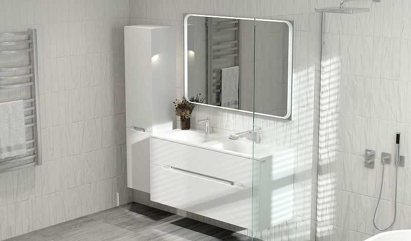 Тумба под раковину Jorno Modul Mоl.01.122/P/W 120 см белый глянец
