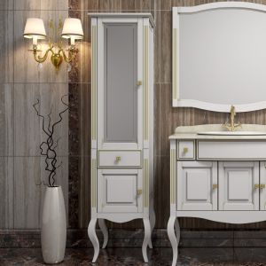 Шкаф-колонна Opadiris Лаура 44 L Z0000006525 Белый с золотой патиной ручки Swarovski Золото