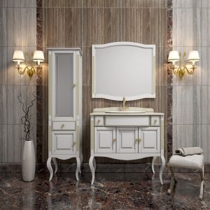 Шкаф-колонна Opadiris Лаура 44 L Z0000006525 Белый с золотой патиной ручки Swarovski Золото