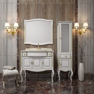 Шкаф-колонна Opadiris Лаура 44 R Z0000006524 Белый с золотой патиной ручки Swarovski Золото