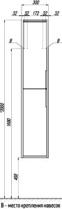 Шкаф Акватон Рико белый/ясень фабрик 1A216603RIB90