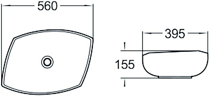 Раковина накладная SantiLine SL-1027 56см белый