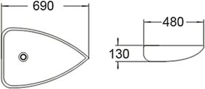 Раковина накладная SantiLine SL-1033 69см белый
