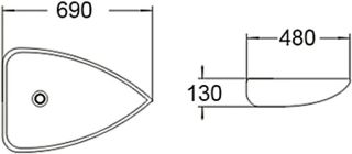 Раковина накладная SantiLine SL-1033 69см белый