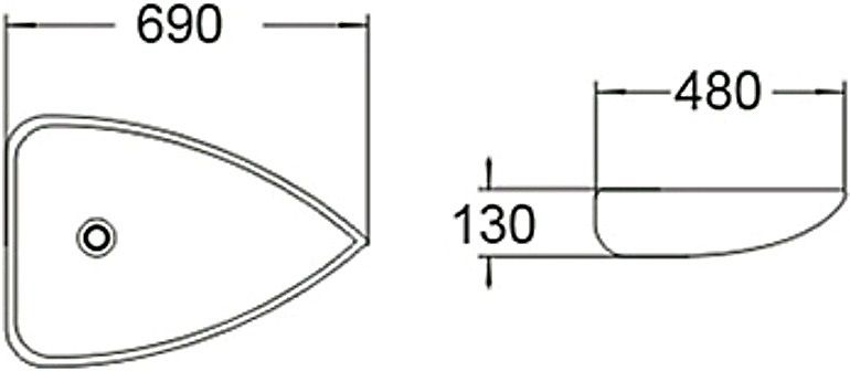 Раковина накладная SantiLine SL-1033 69см белый Раковина накладная SantiLine SL-1033 69см белый