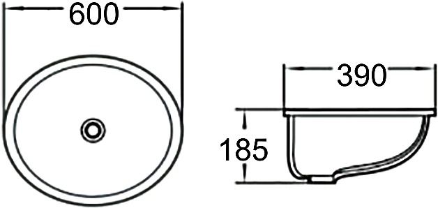 Раковина врезная SantiLine SL-3002 60см белый