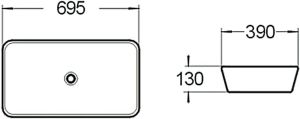 Раковина накладная SantiLine SL-1032 70см белый