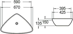 Раковина накладная SantiLine SL-1034 59см белый