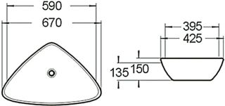 Раковина накладная SantiLine SL-1034 59см белый