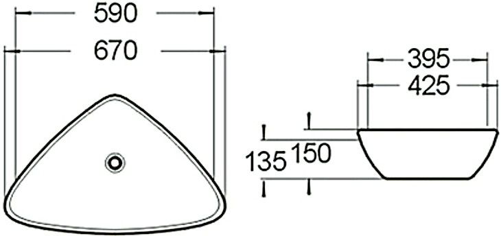Раковина накладная SantiLine SL-1034 59см белый