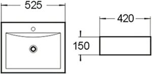 Раковина накладная SantiLine SL-1005 52см белый