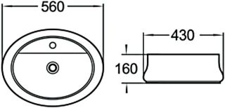 Раковина накладная SantiLine SL-1071 56см белый