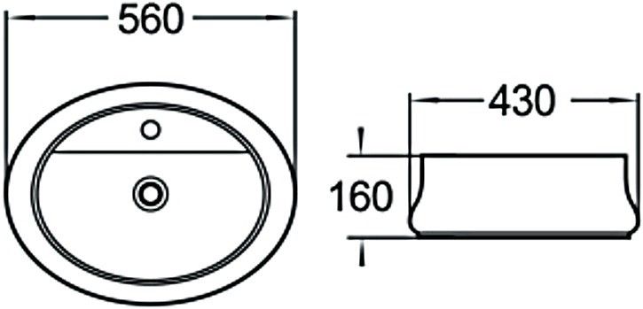Раковина накладная SantiLine SL-1071 56см белый