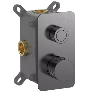 Встраиваемый смеситель-термостат на 1 источник AQUAme AQM8810GM с регулировкой напора графит матовый