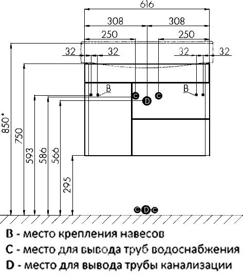 Тумба под раковину Акватон Беверли 65см белый 1A235301BV010