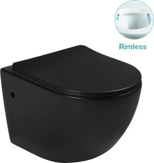 Унитаз подвесной SantiLine SL-5018MB безободковый чёрный матовый Унитаз подвесной SantiLine SL-5018MB безободковый чёрный матовый