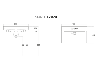 Раковина Dreja Stance 17070-KL 70 см