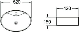 Раковина накладная SantiLine SL-1072 52см белый