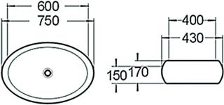 Раковина накладная SantiLine SL-1036 60см белый