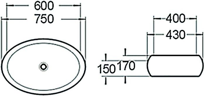 Раковина накладная SantiLine SL-1036 60см белый