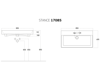 Раковина Dreja Stance 17085-KL 85 см белый
