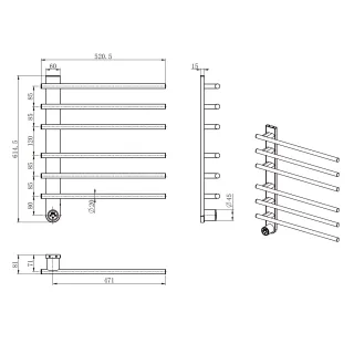 Полотенцесушитель электрический AQUAme AQM3116BG 52x62 см с терморегулятором золото брашированное