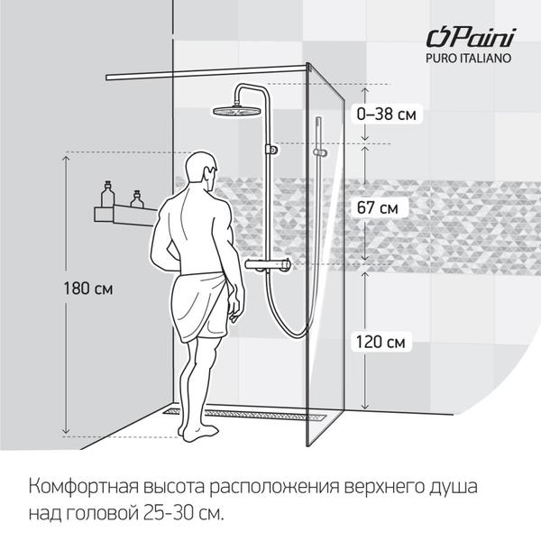 Душевая стойка Paini Cox 78PQ689TH с термостатом чёрный