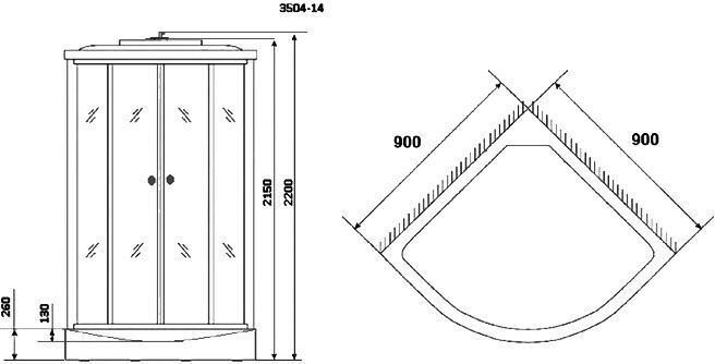 Душевая кабина Niagara NG-3504-14BLACK 90х90х215