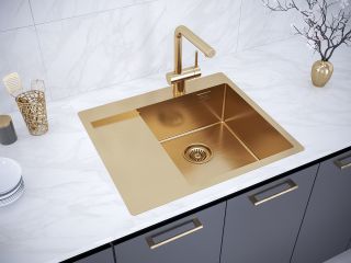 Мойка кухонная Paulmark Alster PM825951-BGR правая брашированное золото