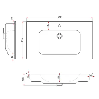 Раковина Dreja Just Flat 42091-KL 90 см белый