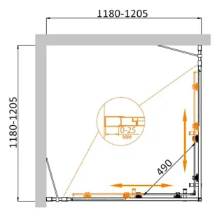 Душевой уголок Cezares Molveno MOLVENO-A-22-90+30-C-GM-IV 120x120 см профиль оружейная сталь стекло рифлёное