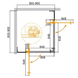 Душевой уголок Cezares Slider SLIDER-A-2-80/90-BR-BORO 80/90x80/90 см профиль брашированное золото стекло бронза
