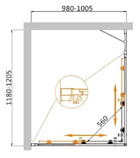 Душевой уголок Cezares Molveno MOLVENO-AH-21-100+20-C-BORO-IV 120x100 см профиль брашированное золото стекло прозрачное